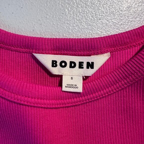 Boden Top Soft Ribbed Crew Neck T-Shirt Tee Pink Barbie Summer Basic Essential - Picture 4 of 5